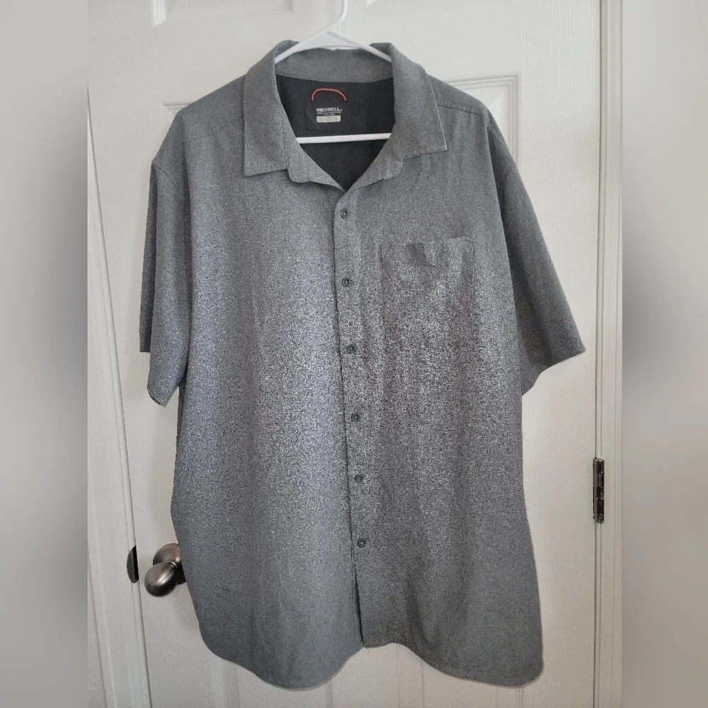 Mens Merrell Short Sleeve Collared Button-up Shirt With Pocket SZ XXL - Picture 1 of 8